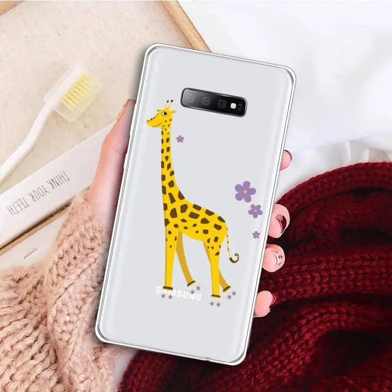

Giraffe Cute Cartoon fashion coque Phone Case Transparent For Samsung Galaxy S A 5 7 8 9 2015 20 edge plus 10 e lite 2019