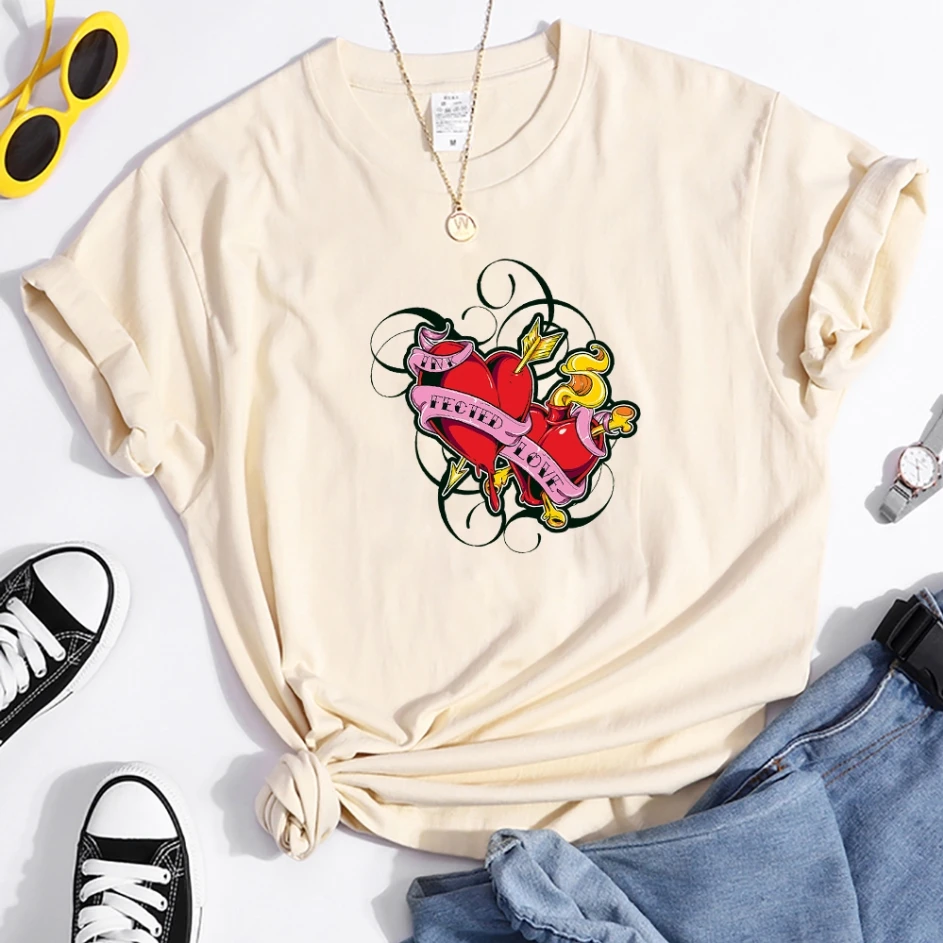 

Fected Love Printing Female T Shirt Retro Cotton S-XXXL T Shirts Fashion Casual T Shirt Simplicity Breathable Tshirts Womans