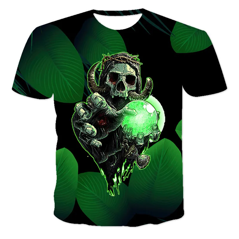 

Summer 3D Horror Death Art print skull Tshirt Own Men's T-Shirt Fashion O-Neck Oversized T-Shirt Casual Short-Sleeved Street Top