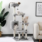 Быстрое дерево для кошек с покрытой сизалем когтеточкой, плюшевый домик для кошек, гамак, насадки, платформа, свисающий шарик для кошек, котят