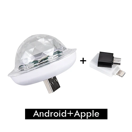 Android with Apple Мини светодиодное оборудование для дискотек Портативный USB сценические вечерние украшения DC 5V 5W USB волшебный шар домашнее караоке красочный эффект DJ свет - Цвет: Android with Apple