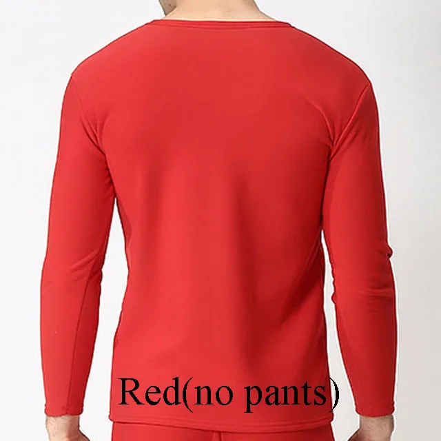 Red(no pants) Осенне-зимнее термобелье 5XL 6XL 7XL 8XL 9XL круглый вырез бюст 180 см плюс размер флис большой размер мужские кальсоны - Цвет: Red(no pants)