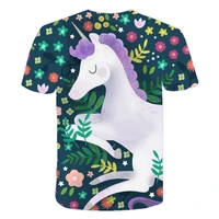 girls t shirt 4 to 14 yrs new Unicorn and Flowers t-shirt 3D print Girls tshirt Polyester unicorn tshirt for girls 4-14T