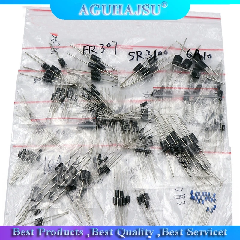 255 шт. комплект диодов быстрой переключения 1N4001/1N4004/1N4007/1N5408/UF4007/FR307/1N5819/1N5822/6A10/10A10 -