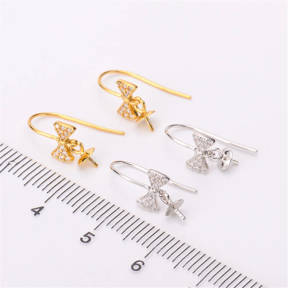 

Real Solid 925 Sterling Silver Pearl Stud Earrings Accessories Findings DIY Jewelry Ear Hook Blank Empty Support