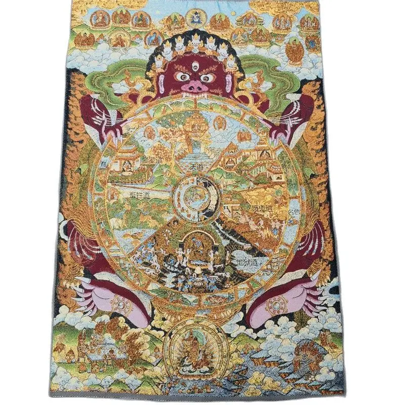 

China Old Tibet Silk Thangka Like Hanging Painting Fengshui Tibetan Buddha Statue