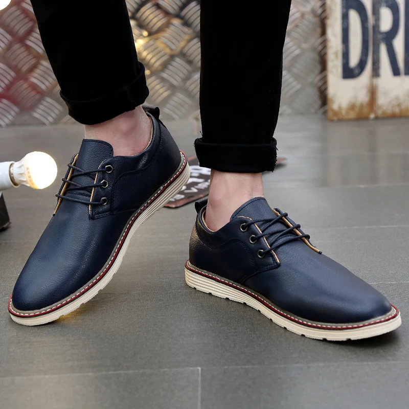 Мужская обувь Модная Повседневная дышащая из искусственной кожи со шнуровкой на