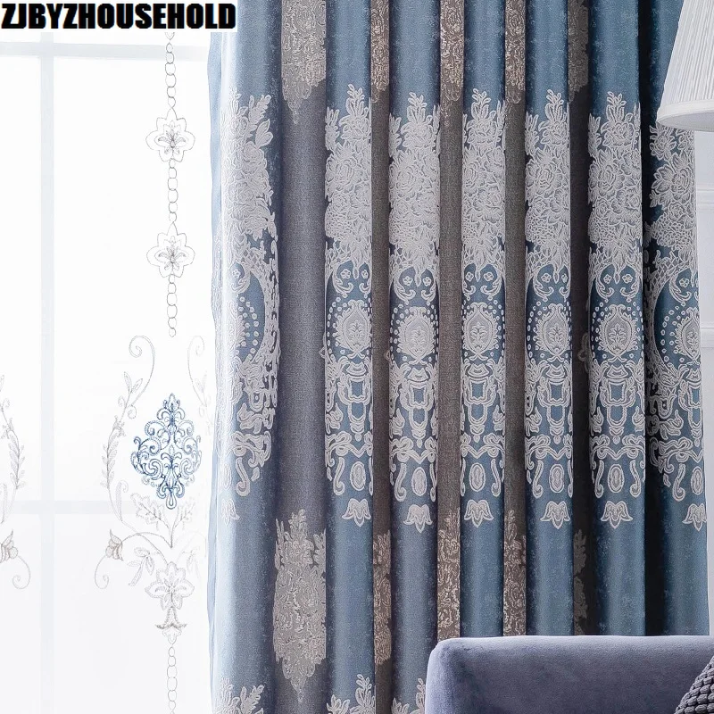 New Blue Curtains Upscale European and American Style for Living Room Bedroom Villa Study | Дом и сад