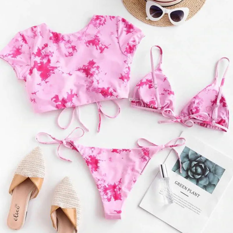 Соблазнительный купальник стринги из 3 предметов бикини с завязкой женский