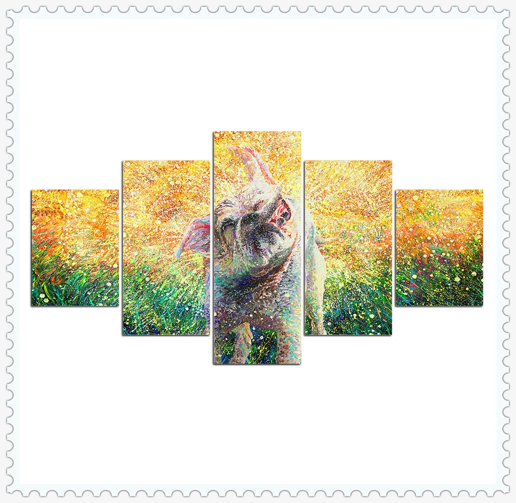 

HD 5 Pieces Cute Pet Dog Pictures Posters Wall HD Art Home Decor for Living Room Painting on The Wall Pet Dog Pictures Wall Art