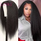 Кудрявые прямые человеческие волосы Link 28, 30, 40 дюймов, парики на шнуровке спереди для черных женщин, предварительно выщипанные бразильские неповрежденные волосы, безклеевые передние парики