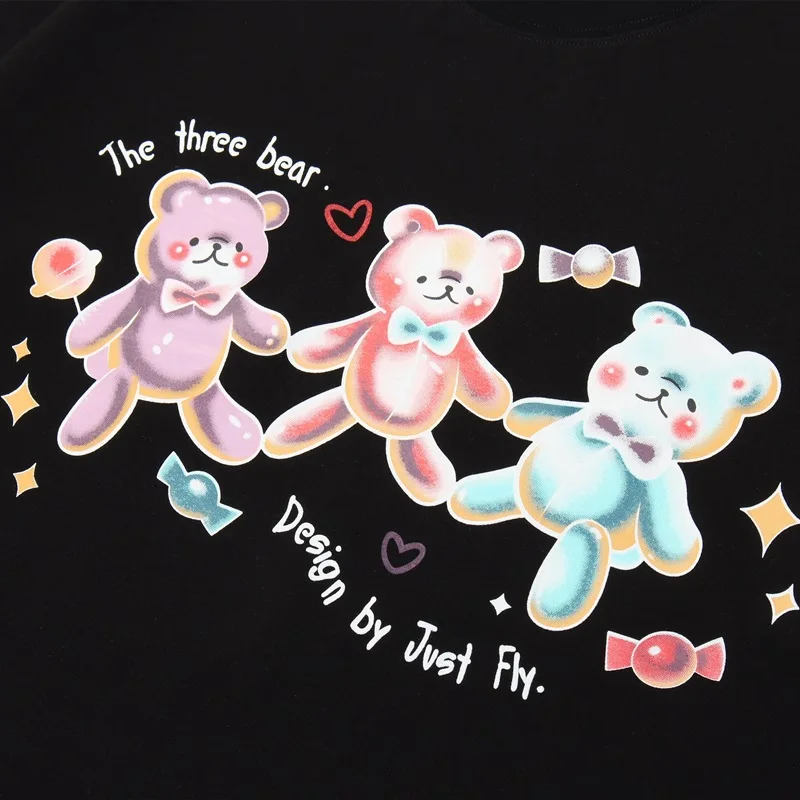 

Street Hipster Harajuku Hip Hop Cartoon Bear Print Tees Men Women Summer Loose Short Sleeve Couple T-shirts Fashion Cotton Tops