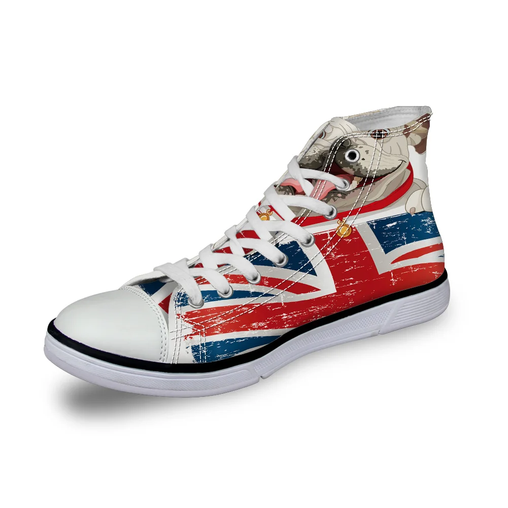 WHEREISART/Женская парусиновая обувь Мопс британский флаг мультяшная Собака высокая