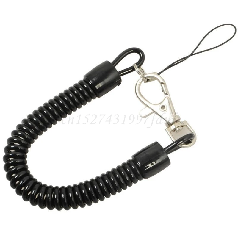 10Pcs Black Retractable Coil Cord Springs Keychain Swivel Lobster Clasp Keyring | Украшения и аксессуары