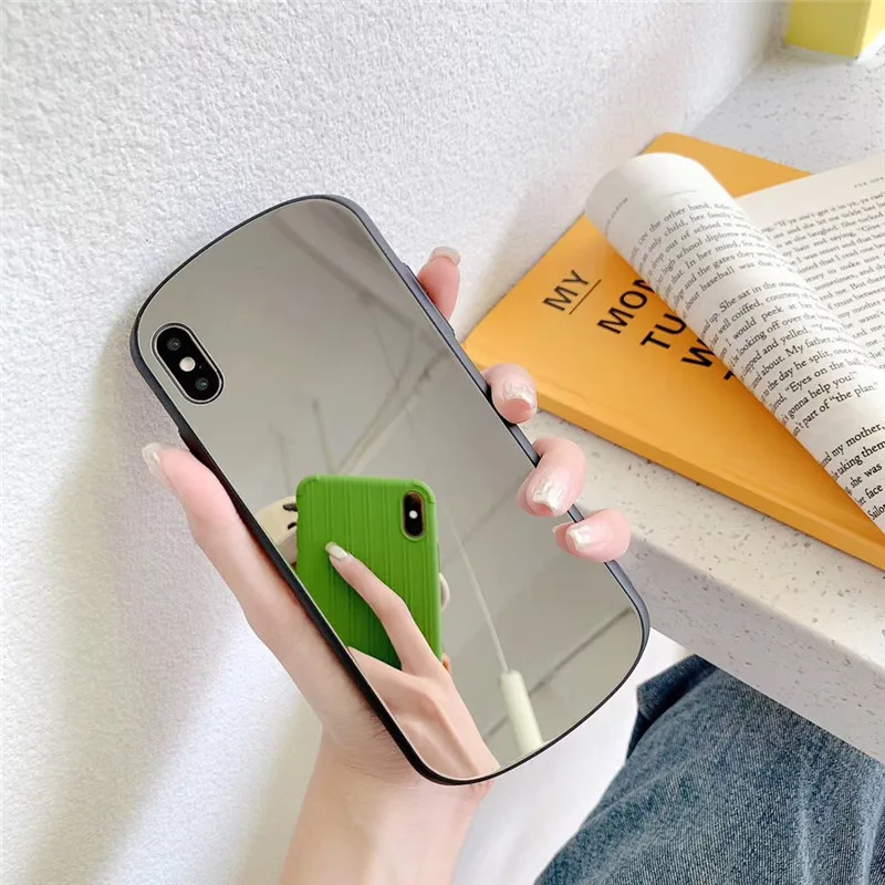 b Девушка макияж зеркало квадратный чехол для телефона для iPhone 11 Pro Max XR XS Max 7 8 6S Plus чехол мягкий TPU Сторона+ PC полный корпус чехол для телефона - Цвет: b