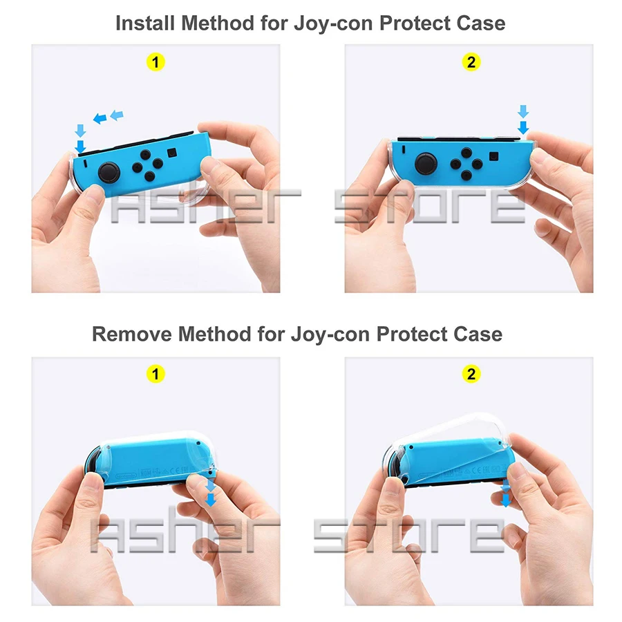 Прозрачный чехол жесткий защитный и 4 крышки для игровых аксессуаров Nitendo Nintendos