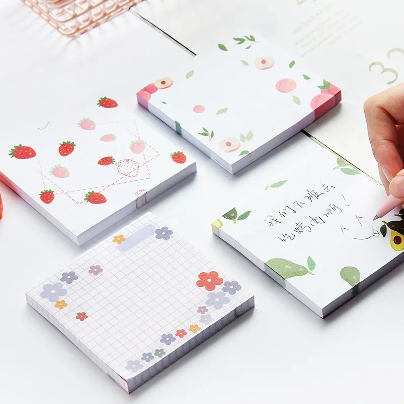 

Kawaii Flower Creative Memo Pad Student Sticky Notes Strawberry Notepad Office Planner Decoration School Stationary Supplies