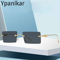 small rectangle sunglasses women rimless square sun glasses for women summer style female uv400