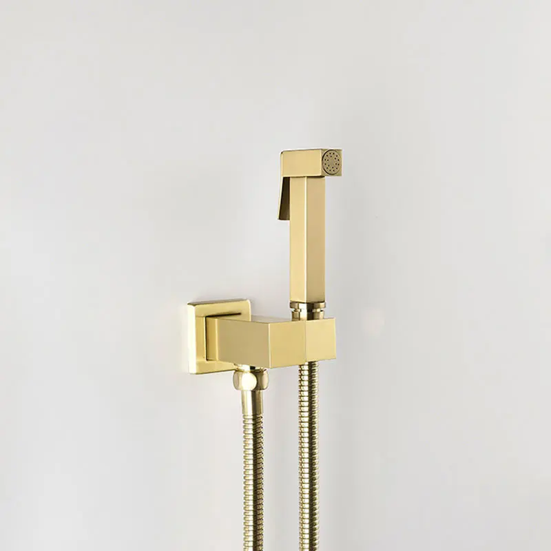 Brushed Gold Смесители для биде матовая Золотая стена холодная вода Туалет угловой клапан ручной гигиенический душ мытье головы Автомобиля ПЭТ распылительная аэрография краны - Цвет: Brushed Gold