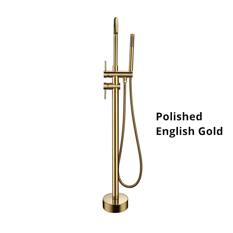 Polish English Gold Черный золотой розовый пол ванной комнаты стенд кран смеситель Одной ручкой кран 360 Вращение Носик с латунный ручной Душ Ванна смеситель для душа - Цвет: Polish English Gold