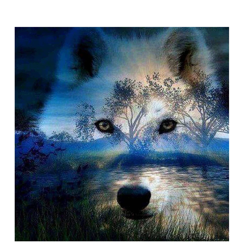 HOMLIF Diamond Painting DIY Forest Wolf Head 5D Mosaic Handmade Cross Stitch Kits Embroidery Patterns Rhinestone | Дом и сад