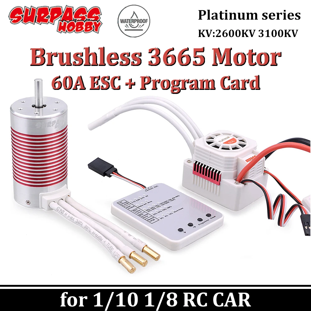 SURPASS HOBBY 3665 бесщеточный двигатель 3100KV 2600KV 60A ESC 2S с программируемой картой
