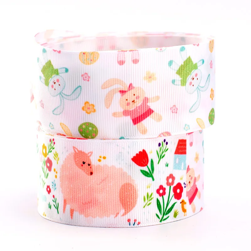 10 ярдов-корсаж/атласная лента-Пасхальная лента с принтом кролика | Дом и сад