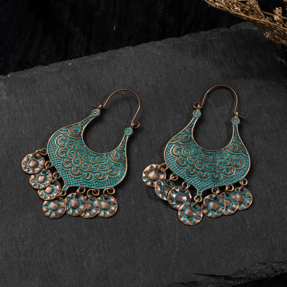 Модные женские серьги 2019 винтажные антикварные Бохо вафли кисточки Висячие для