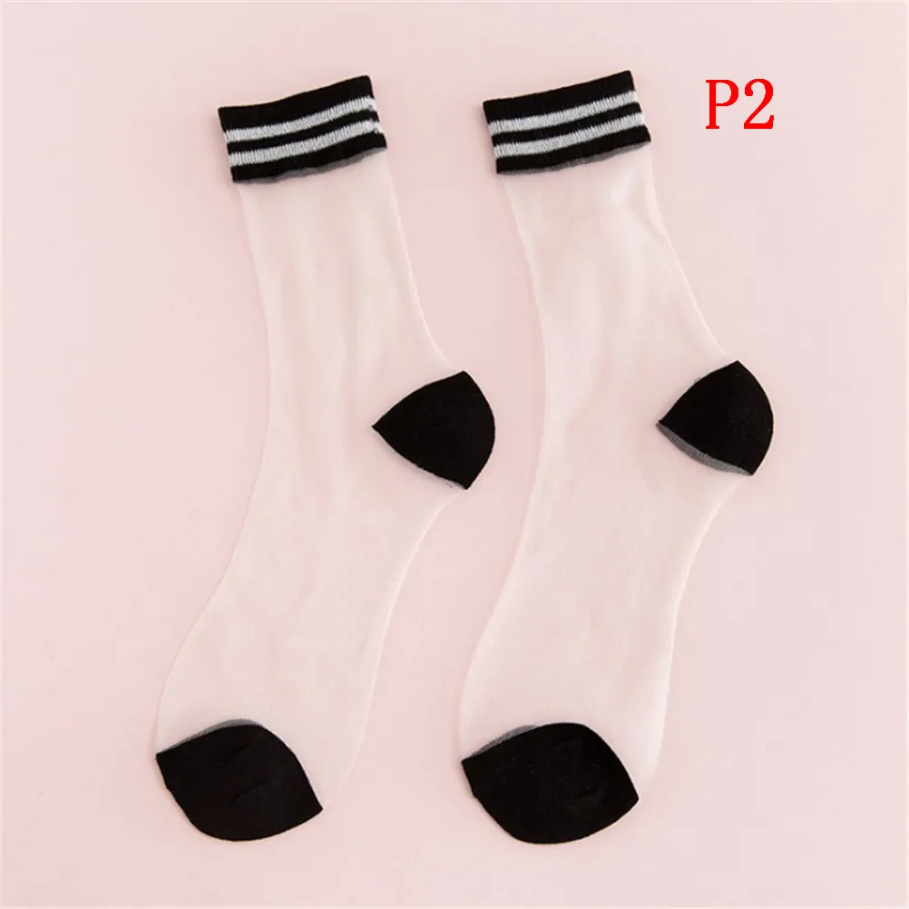 

Summer Fashion Thin Ankle Socks Transparent Rainbow Striped Short Socks Hipster Art Cute Socks For Women Girl