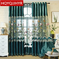 european style high quality transparent decoration elegant embroidered curtains for living room exquisite tulle for bedroom