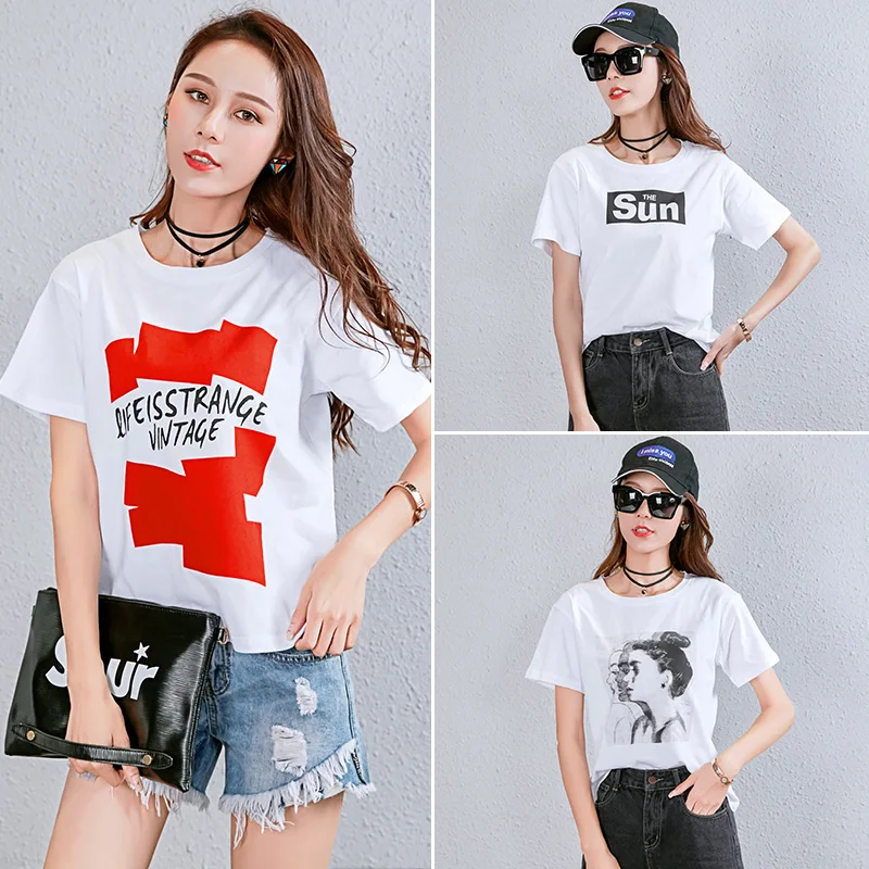 Летние Новые Модные Стиль принт Повседневное хлопок короткий рукав Для женщин