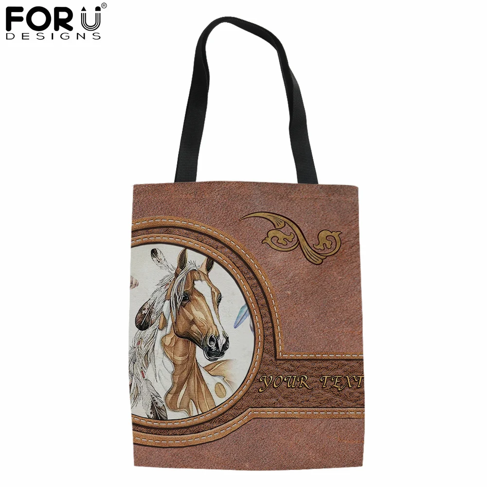 

FORUDESIGNS New Personalized Tribal Horse Hot Women Tote Bag Stylish And Functional HandBag Student School Canvas Crossbody Bags