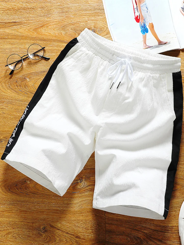 Шорты Sinicism Store мужские из хлопка и льна яркие пляжные повседневные белые