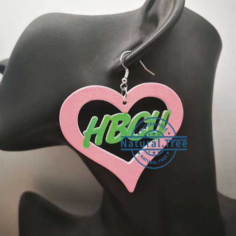Бесплатная доставка! Деревянные серьги в форме сердца HBCU|Серьги-кольца| |