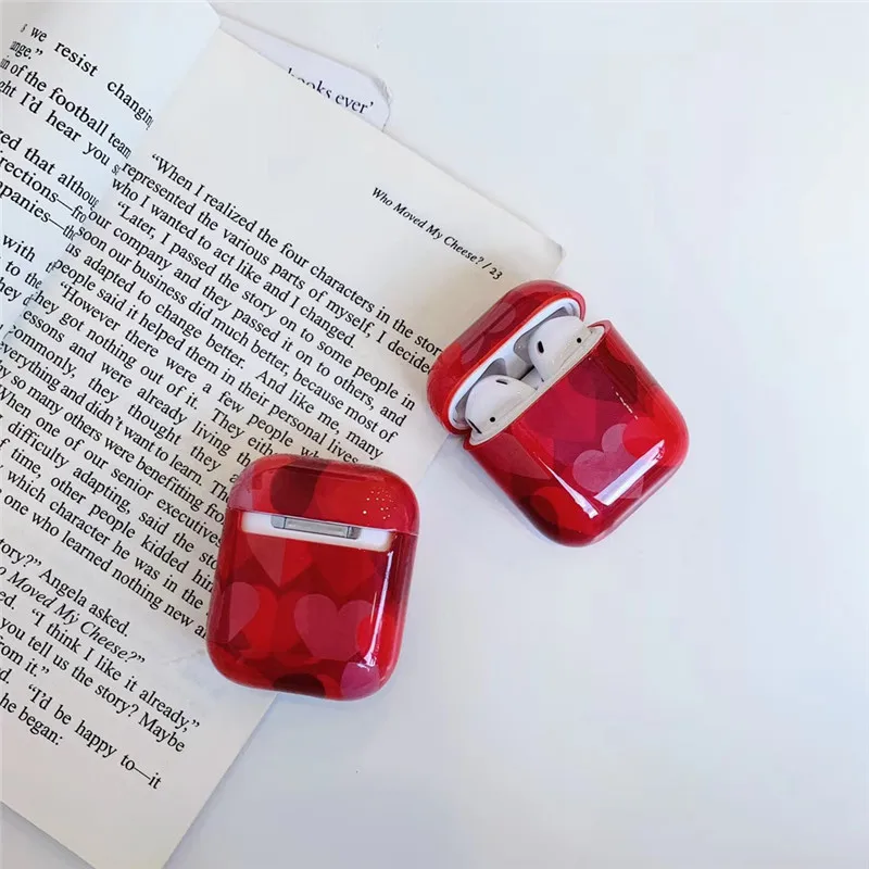 

For Apple Airpods 1/2 Heart Cute PC Bluetooth Wireless Earphone Case Ear Accessories Protective Cover Shockproof Charging Box