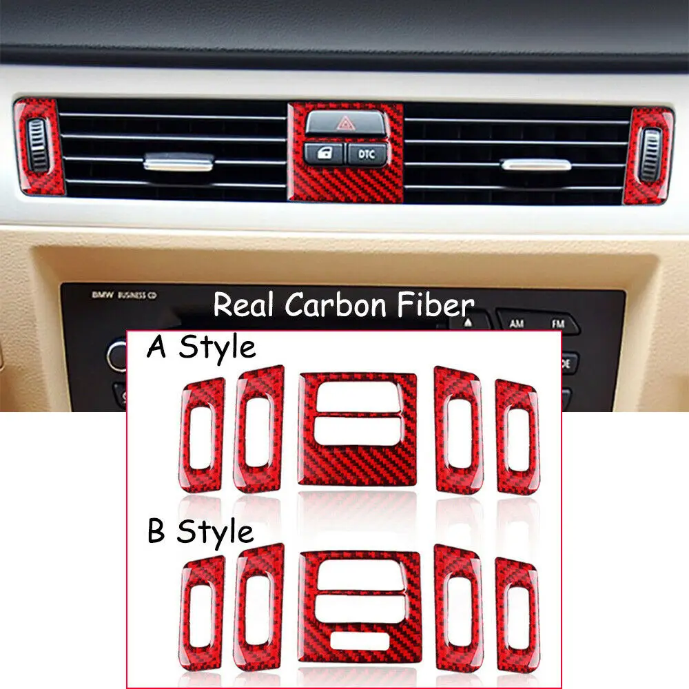 

Красный углеродное волокно центральный вентиляционное отверстие шкив отделка для BMW 3 серии E90/92/93 2005-12