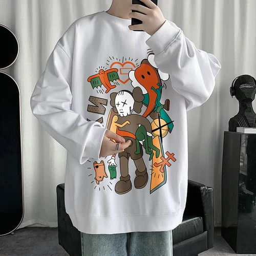 

Fun Print Men Hooded Pullover 2020 Autumn Winter New Casual Sweatshirts Harajuku Vintage Tops Hip Hop Streetwear Couple Clothing