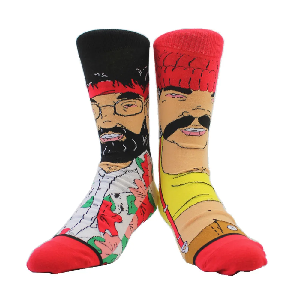 

Cheech Chong Streetwear Socks Men Hip Hop Cartoon Funny Socks Skate Basketball