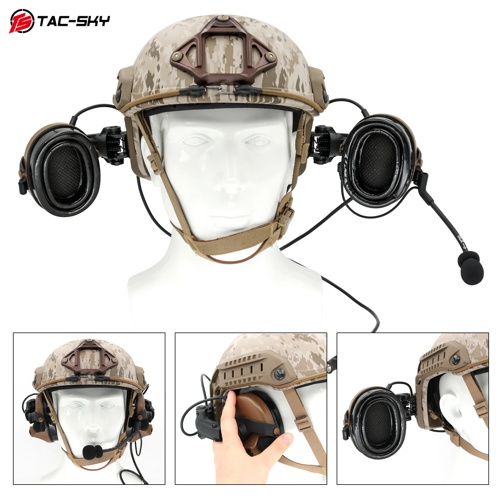 TAC SKY COMTAC Tactical Headset COMTAC II ARC Helmet Rail Bracket Airsoft Headphone Noise Reduction Pickup Shooting Headset