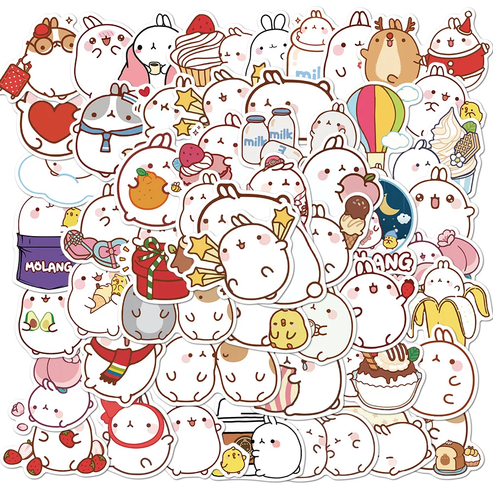 50 шт принт с героями мультфильмов Kawaii пухлые кролик моланг Стикеры s Наклейка для