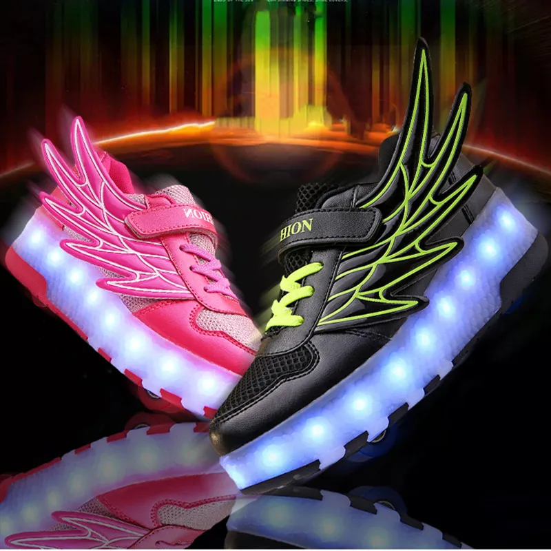 

Women Fashion Skates Shoes Women's Casual Sneakers Walk Roller Skates Deform Runaway Double Wheeled Skates Flat Shoes Size 35-40