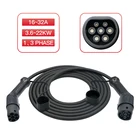 Зарядное устройство 32A для электромобилей, трехфазный кабель 22 кВт, кабель для электромобиля для автомобильной зарядной станции IEC 62196-2 типа 2 для типа 2 EVSE