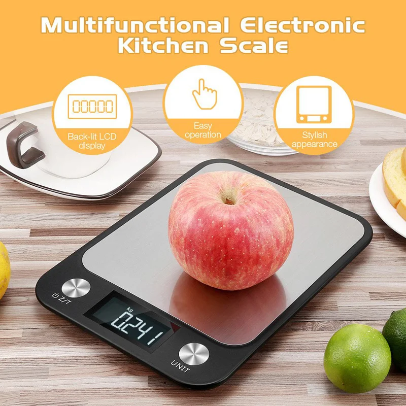 Multi-function Digital Kitchen Scale 22lb 10kg Stainless Steel Large Gram for Cooking Baking Household Electronic | Инструменты