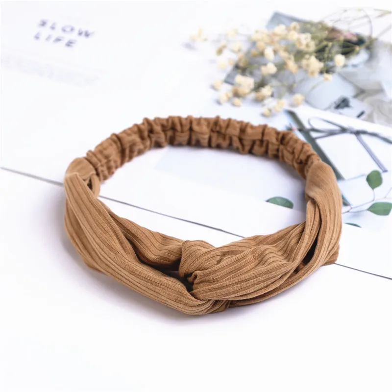 Женские вязаные мягкие однотонные повязки на голову Винтажные эластичные для