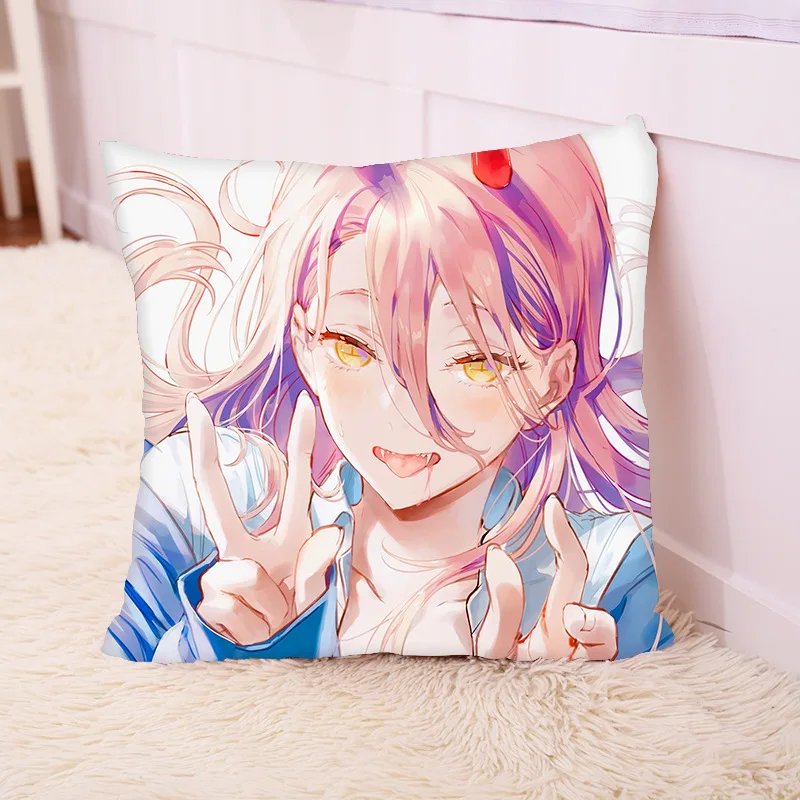 

Anime Chainsaw Man Denji Cosplay Makima Hayakawa Aki Pochita Power Printed Bolster Halloween Sofa Cushion Throw Pillow 35*35CM