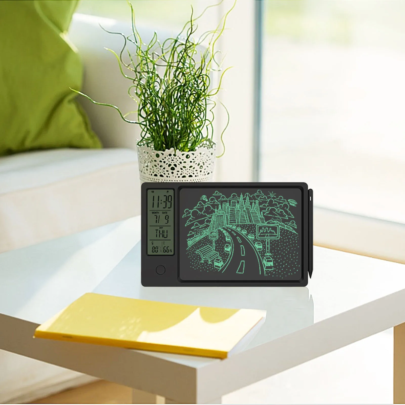 

Digital Thermometer Hygrometer Writing Tablet LCD Writing Board 10 Inch Room Thermometer Indoor Humidity Meter With designer