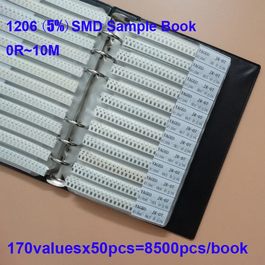 1206 SMD образец резистора книга 5% Допуск 170valuesx50шт = 8500 шт набор резисторов 0R ~ 10 м |