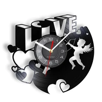 love angel vinyl lp record wall clock romantic valentines gift with heart shape luminous wall watch unique artwork for beloved