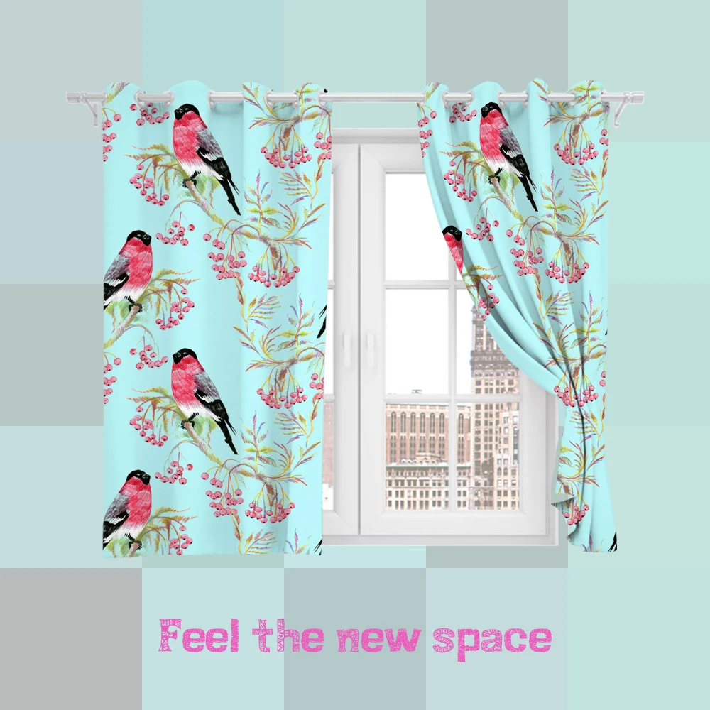 

Perforated Hook 3D Blackout Curtains Buff Chinese Element Bird Cute Custom Full Sunscreen Windows Bedroom Living Room Decoration