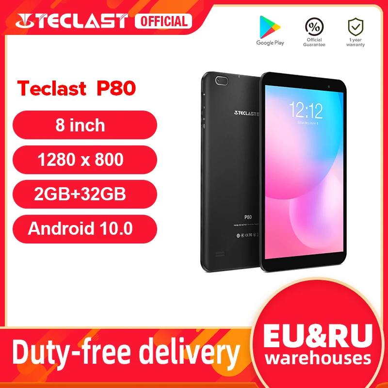 

Newest Teclast P80 8" Tablet Android 10 2GB RAM 32GB ROM Allwinner A133 1280x800 IPS Quad Core Dual Wifi Bluetooth 5.0 Tablets